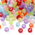 Colorful transparent acrylic letter C beads for DIY jewelry and handmade bracelets - 4x7mm Hole Approx 1mm 100 Pieces/Pack / Colorful White Letter C