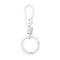 All-white alloy keychain set with spring hook and circular ring for DIY bags - White