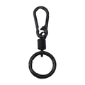 Industrial black alloy lobster clasp keychain with heavy duty spring and round ring - Black