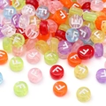 Colorful acrylic flat round letter F beads for DIY jewelry and bracelets making - 4x7mm Hole Approx 1mm 100 Pieces/Pack / Colorful White Letter F