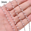 DIY-Zubehör mit 3 mm weißen ABS-Perlen an einer silbernen Gliederkette aus Metall - 3mm Perle Silber / 50cm