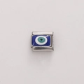 1cm Edelstahl Modular Charm mit blauem Evil Eye Emaille für DIY-Schmuckherstellung - Böser Blick (FBJ18-01) / 1 Stück (Länge ca. 1cm)
