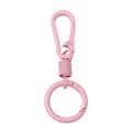 Pink matte alloy keychain with lobster clasp, spiral connector and open ring for DIY - Pink