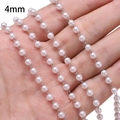 DIY-Zubehör: 4mm weiße ABS-Perlenkette mit silbernen Metallverbindungen für Handschmuck - 4mm Perle Silber / 50cm