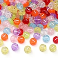 Colorful 7mm flat round acrylic beads with white line detail for DIY jewelry making - 4x7mm Hole Approx 1mm 100 Pieces/Pack / Colorful White Letter I