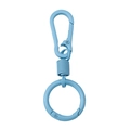 Sky blue alloy spring keychain with lobster clasp and round key ring for DIY crafts - 18x37mm Hook + 9x28mm Spring Clasp + 30mm Key Ring (8.5cm Total) / 1 Set/Pack / Blue