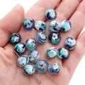 Facettierte Sternenhimmel Glasperlen für DIY Schmuckherstellung und Armbänder - 2 Stück/Packung 12x10mm Loch Ca. 2mm / Königsblau & Schwarz