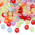 Translucent colorful acrylic letter L beads for DIY jewelry and bracelets making - 4x7mm Hole Approx 1mm 100 Pieces/Pack / Colorful White Letter L