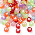 Colorful 4x7mm acrylic alphabet letter beads with white letter M for DIY bracelet making - 4x7mm Hole Approx 1mm 100 Pieces/Pack / Colorful White Letter M