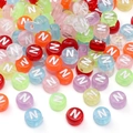 Colorful translucent acrylic letter N beads for DIY bracelets and jewelry making - 4x7mm Hole Approx 1mm 100 Pieces/Pack / Colorful White Letter N