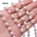 Catena di perle bianche da 8mm con metallo argento per creazione di gioielli fai da te - Perla 8mm Argento / 50cm