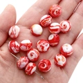 Perle di cristallo sfaccettate 12x10mm rosse e bianche mostrate a mano per creazioni fai da te - 2 Pezzi/Confezione 12x10mm Foro Circa 2mm / Rosso