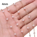 Accessorio fai-da-te con perle bianche da 4mm su catena dorata avvolta sulla mano - Perla 4mm Oro (Intervallo 2cm) / 50cm