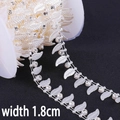 Bordo da 1,8 cm a doppia fila di perle e foglie con strass per creazioni fai-da-te - Stile Foglia / 1.8cm 1m