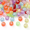 Colorful acrylic letter S beads for DIY jewelry making with mixed translucent finishes - 4x7mm Hole Approx 1mm 100 Pieces/Pack / Colorful White Letter S