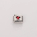 Italienisches Charm-Armbandglied aus silbernem Edelstahl mit rotem Emaille-Herz - Rotes Herz (FBJ18-06) / 1 Stück (Länge ca. 1cm)