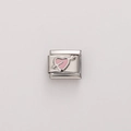 Italian charm link in stainless steel featuring pink enamel heart and arrow design - Pink Cupid Heart (FBJ18-07) / 1 Piece (Length Approx 1cm)