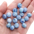 Perline di vetro 12x10mm con vortici blu e bianchi per gioielli fai da te - 2 Pezzi/Confezione 12x10mm Foro Circa 2mm / bianco-blu