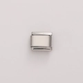 Polished silver stainless steel Italian charm link for DIY modular jewelry bracelets - Polished Silver Plain (FBJ18-09) / 1 Piece (Length Approx 1cm)