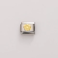 Italian modular charm in stainless steel featuring a small golden flower detail - Gold Five-Petal Flower (FBJ18-14) / 1 Piece (Length Approx 1cm)