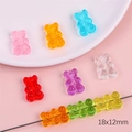 Colorful transparent acrylic gummy bear beads in assorted colors for DIY jewelry making - Vertical Hole Bear / Pack of 20 (Approx 18x12mm) / Random Mixed Colors