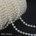 Perline in ABS bianco crema da 6mm su rocchetto da 5m per gioielli e decori nuziali - Tondo Beige 6mm / 5 Metri