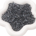 Deep gray cylindrical glass bugle beads for DIY jewelry making in a ceramic tray - 4x5mm (Hole Approx 1mm) 10g/Approx 80 Pieces / Dark Grey