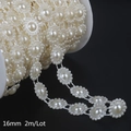 Catena di perle bianche da 16mm a forma di margherita per accessori fai-da-te 2m - Stile Girasole Beige / 16mm 2m
