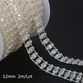 Catena di perle ABS avorio da 12mm con perle rettangolari per gioielli fai da te e capelli - Stile Quadrato Beige / 12mm 2m