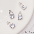 Silver alloy padlock charms with cubic zirconia stones, set of 4 pieces, 8x17mm size - Lock Style / 1 Piece/Pack (8x17mm) / Silver