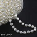 Catena di perle 8mm bianco crema a doppia fila per accessori capelli sposa fai-da-te - Tondo Beige 8mm / 2 Metri