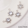 Set of four silver snowflake heart key pendants with zircon for DIY jewelry making - Snowflake Shape Style / 1 Piece/Pack (12x17mm) / Silver