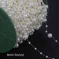 Perlweiße 8mm künstliche Perlenkette für Hochzeit DIY auf einer 5m Rolle Spule - Runde ABS Künstliche Perlenkette / 8mm 5 Meter/Packung / Beige