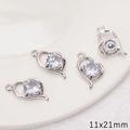 Silver alloy heart-shaped pendant with a large round zircon stone in 11x21mm size - Pointed Heart Style / 1 Piece/Pack (11x21mm) / Silver