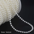 Catena di perle 5mm a doppia fila bianco crema per artigianato abito da sposa - Tondo Beige 5mm / 5 Metri
