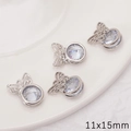 Pendentifs papillon en argent avec zircon pour création bijoux DIY 11x15mm lot - Forme de Papillon / 1 Pièce/Paquet (11x15mm) / Argent