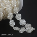 Accessorio fai-da-te con catena di perle a rosa bianco crema 16mm per abiti da sposa - Stile Rosa Beige / 16mm 2m