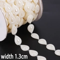 Finitura in pizzo con perle a goccia bianco crema da 1,3 cm per artigianato fai-da-te - Goccia Grande Beige / 1.3cm 1.5m