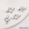 Pendentifs cœur ailes d'ange en argent et zircons pour bijoux DIY, taille 20x12mm - Style Cœur Ailes d'Ange / 1 Pièce/Paquet (20x12mm) / Argent