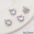 Lot de pendentifs en zircon 9x13mm avec griffes en argent pour création de bijoux DIY - Style Sertissage à Griffes Rond / 1 Pièce/Paquet (9x13mm) / Argent