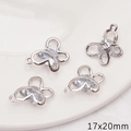 Pendentif papillon argenté avec zircon pour création de bracelets et colliers DIY - Style Connecteur Papillon / 1 Pièce/Paquet (17x20mm) / Argent