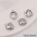 Lot de 4 pendentifs cœur en zircon argenté pour la fabrication de bijoux DIY 10x13mm - Style Cœur Classique / 1 Pièce/Paquet (10x13mm) / Argent