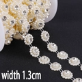 Catena di perle e strass bianco avorio larga 1,3 cm per artigianato fai-da-te e sposa - Fiore Tondo 1.3cm / 1m