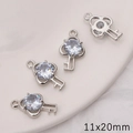Pendentif clé flocon de neige en argent avec zircon pour bijoux DIY 11x20mm - Style Clé Incrustée / 1 Pièce/Paquet (11x20mm) / Argent