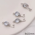Lot de 4 pendentifs clé coeur 8x22mm avec zircons pour la création de bijoux DIY - Style Clé en Coeur / 1 Pièce/Paquet (8x22mm) / Argent