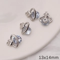 Pendentifs cœur planète argentés avec zircon clair pour bijoux DIY, 13x14mm - Style Planète Cœur / 1 Pièce/Paquet (13x14mm) / Argent