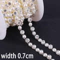 Catena a doppia fila di perle e strass, bordo da 0,7 cm per accessori per abiti da sposa - Mezzo Tondo 0.7cm / 1m