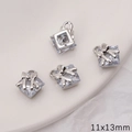 Pendentif noeud en zircon carré argenté pour création bijoux DIY taille 11x13mm - Style Carré Nœud / 1 Pièce/Paquet (11x13mm) / Argent