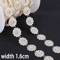 Catena di perle rosa bianco crema da 1,6cm con strass per creazioni fai-da-te - Stile Loto 1.6cm / 1m