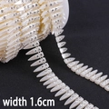 Catena di perle ABS crema 1,6cm con strass per cucito fai-da-te e abiti da sposa - Triangolo Doppio Trapano 1.6cm / 1m
